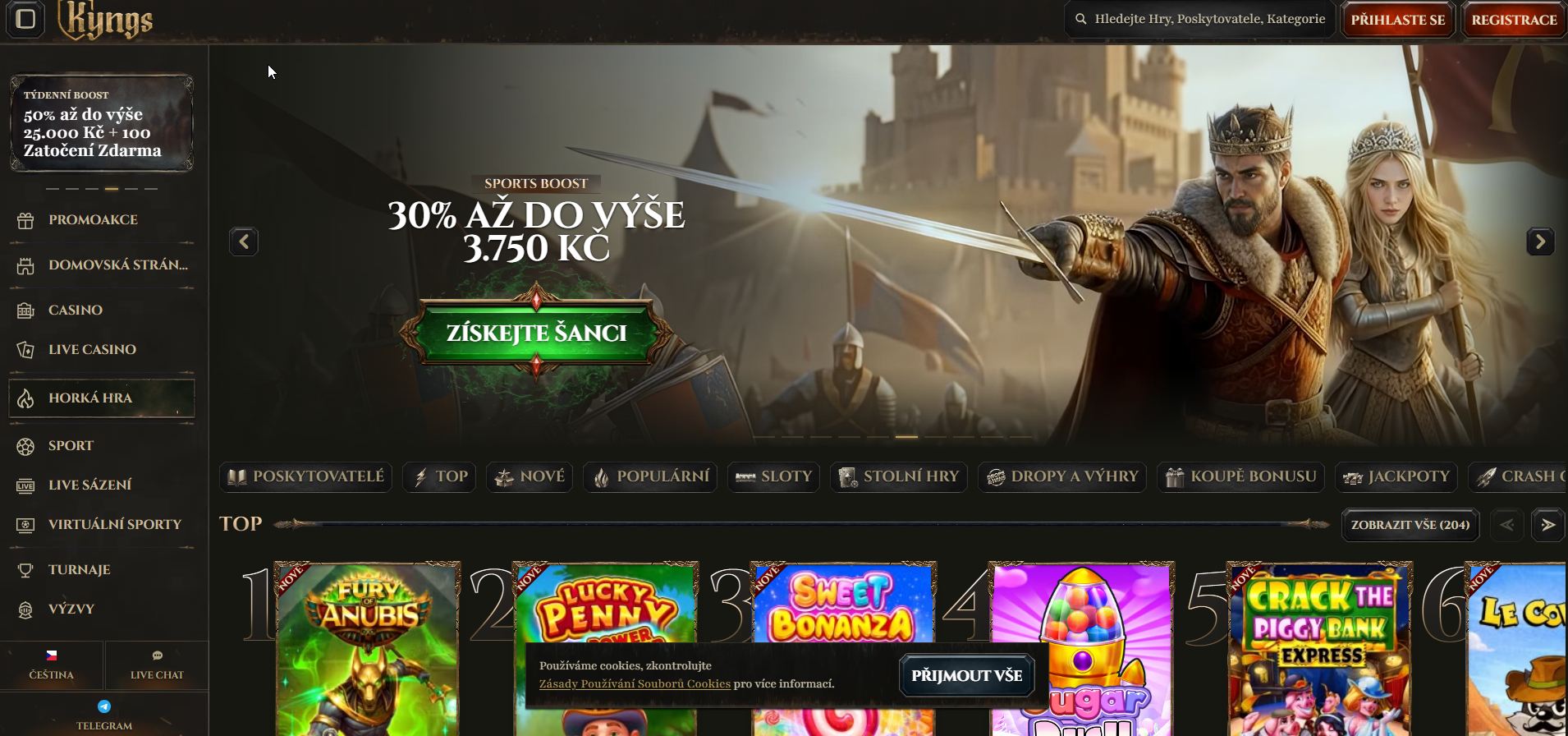 Kyngs Casino nabízí 30% bonus ke každému vkladu až do výše 3 750 Kč